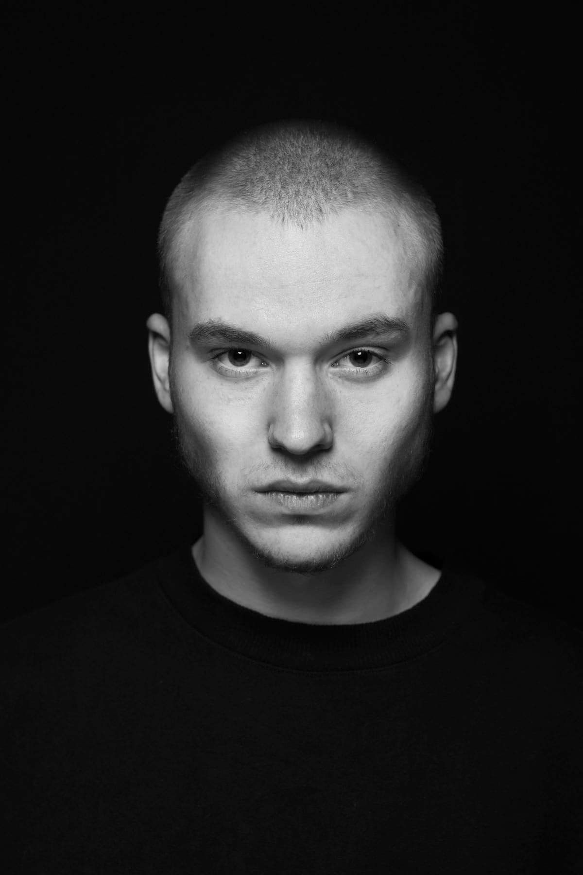 Lit portrait, black background